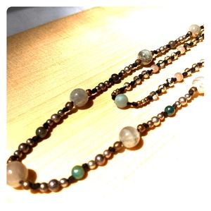 18.5" layered, labadorite, smokey quartz, sparkle